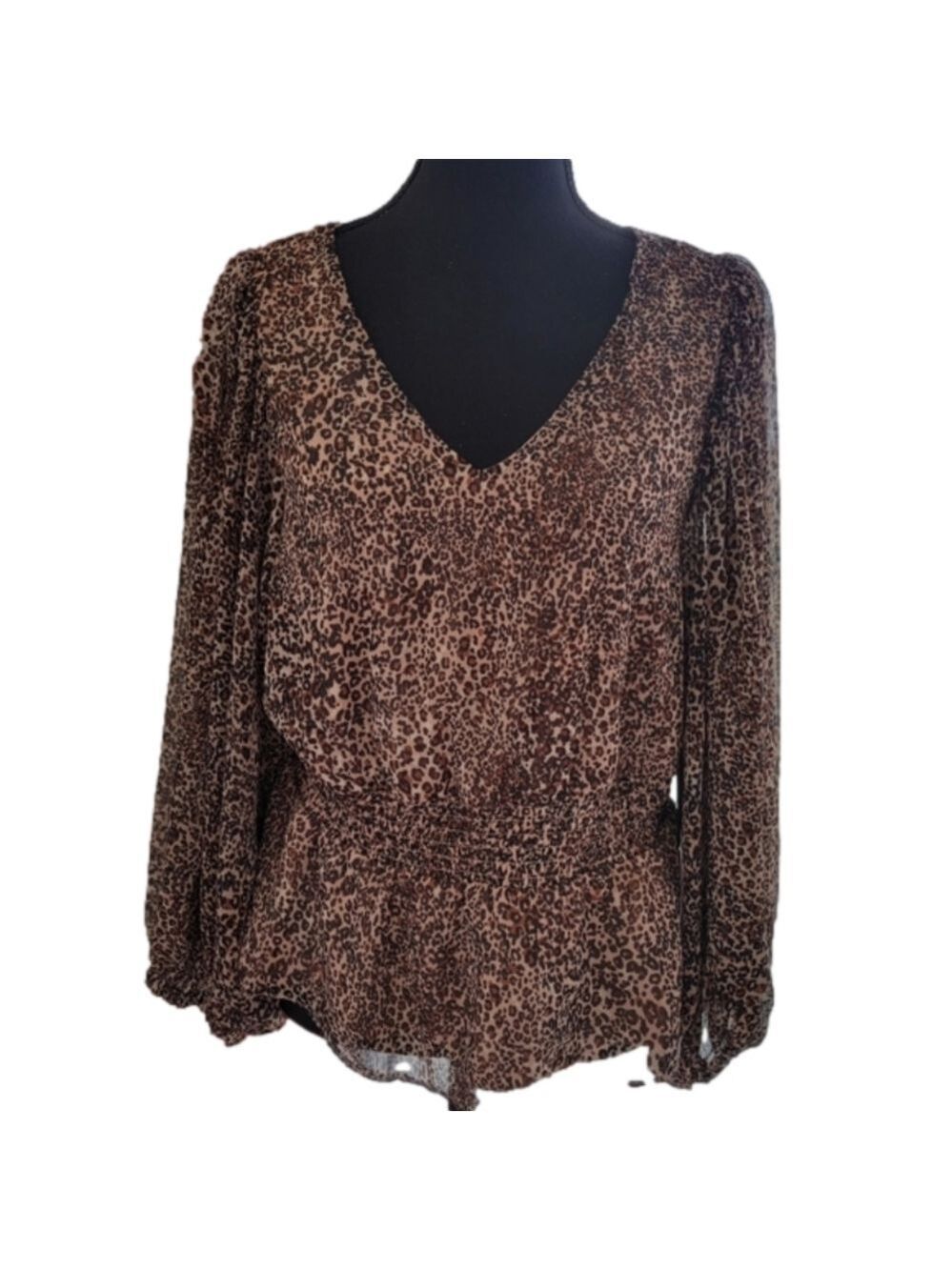 1. State Vneck Animal Print Blouse Size Medium NWT